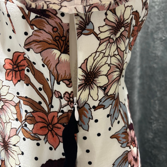 EUC Anthropologie Maeve Aubrey floral/polka dots cream, rose, and brown. Size 8 - Picture 10 of 11